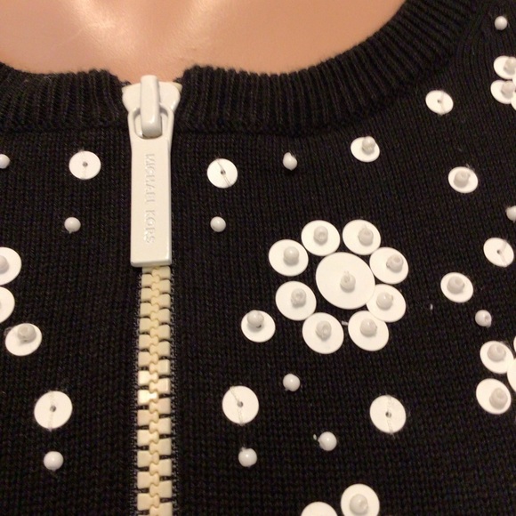 MICHAEL Michael Kors Womens Black Beaded Sequin Half Sleeve Cardigan Size PL - Picture 4 of 10